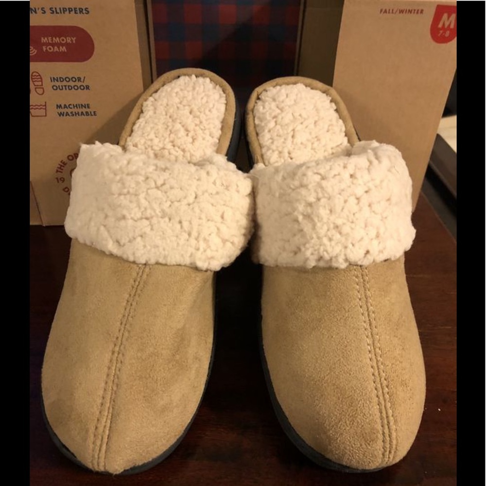 7/8 Women’s Dearfoams shearling Slippers 1day ship